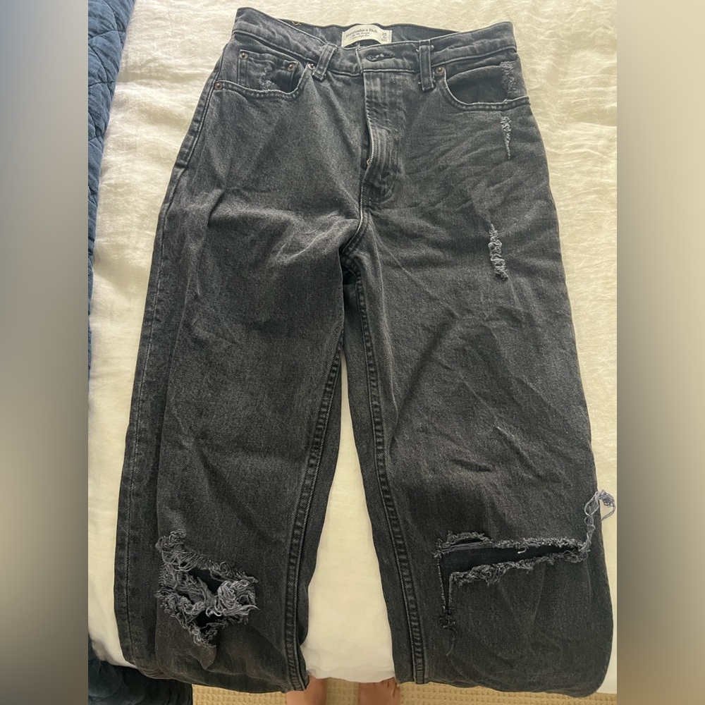 Abercrombie & Fitch High-Rise Distressed Black Jeans